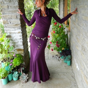 Long Maxi Skirt ~ Dark purple boho skirt~ Bohemian fairy grunge Clothing For Women~ Festival hippie Clothes For Her~  DeviClothing