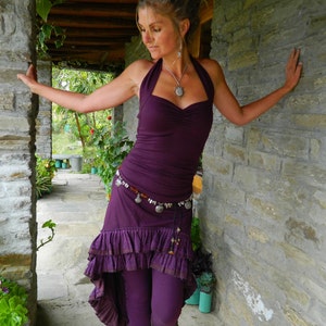 Fairy dress festival outfit, earthy sustainable womens clothing, boho cotton summer dress, Dark purple y2k boho clothing, grunge elven dress image 1