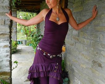 Festival dress, High Low Gown, Plum women's clothing, Mullet dresses, Steampunk wear, Sexy clothes, Gypsy style, Dark purple, Funky Chic