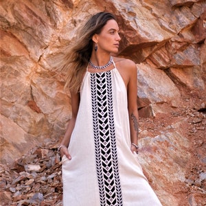 Tribal Sundress~ Backless Bohemian dress~ Boho maxi dress~ Goddess dress~ Wedding guest dress~ Festival outfit Burning man clothing women M2