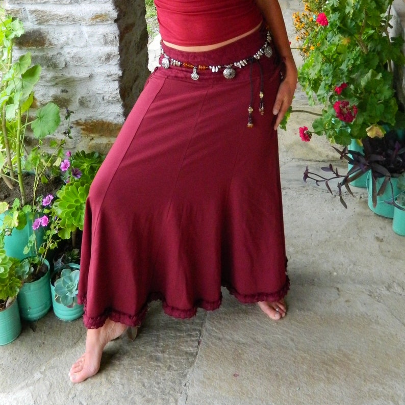 Maroon Red Maxi Skirt Boho Long Skirt Gypsy Clothing Women Etsy