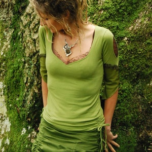 Goddess clothes, Natural blouse, Tribal Style, Green top for women, gypsy clothing, Festival wear, Hippie shirt, Fairy top, Boho fashion image 4