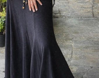 Black Maxi Skirt, Long Cotton Jersey, Boho Gypsy Style, Classic Style