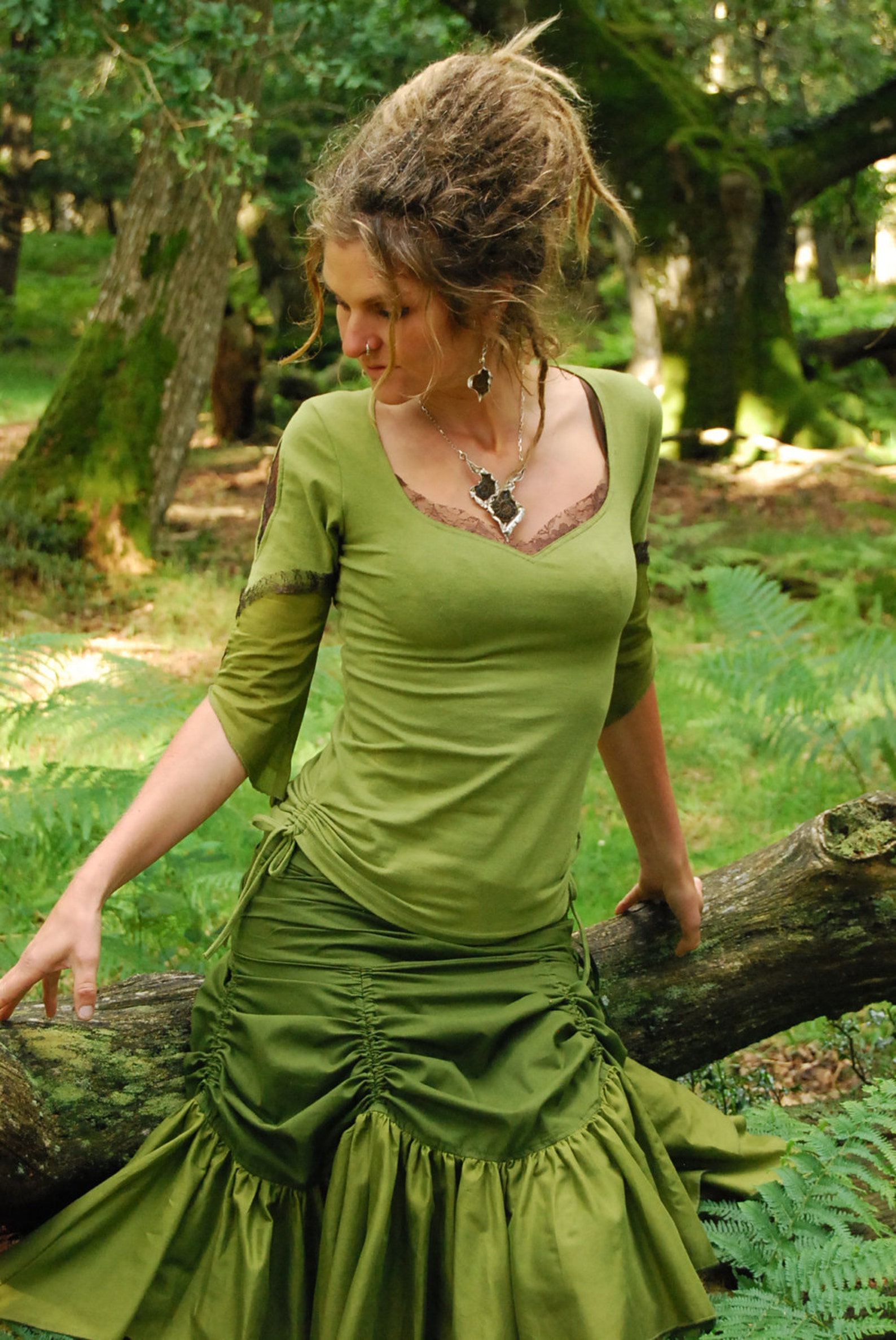 Goddess Clothes Natural Blouse Tribal Style Green Top for - Etsy UK