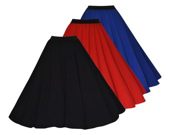 1950s Rockabilly Full Circle Crepe Elasticated Waist Swing Skirt