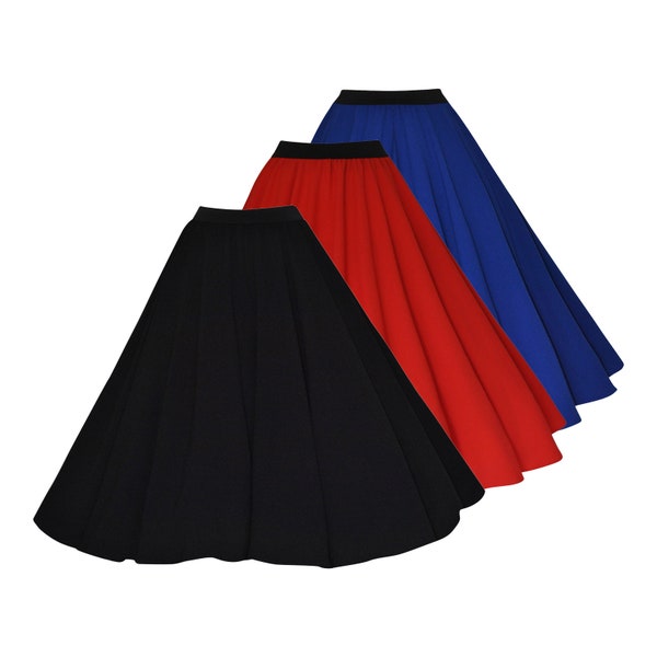 1950s Rockabilly Full Circle Crepe Elasticated Waist Swing Skirt