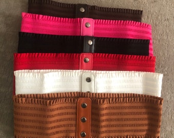 Ceinture élastique vintage et tendance pour femme, taille large, fermeture à bouton-pression, pour 8-16 ans