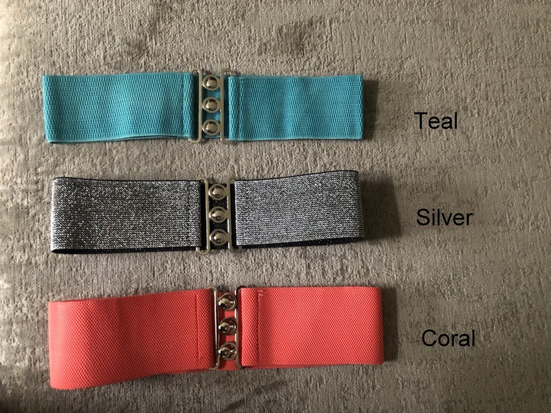 Vintage Retro Wide Elasticated Stretch Cinch Belt Waist Enhacing One Size Fits 8-18 Variety of Colours image 4