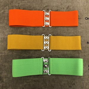 Ceinture rétro vintage large et élastique pour rehausser la taille Taille unique 8-18 ans Différentes couleurs image 5