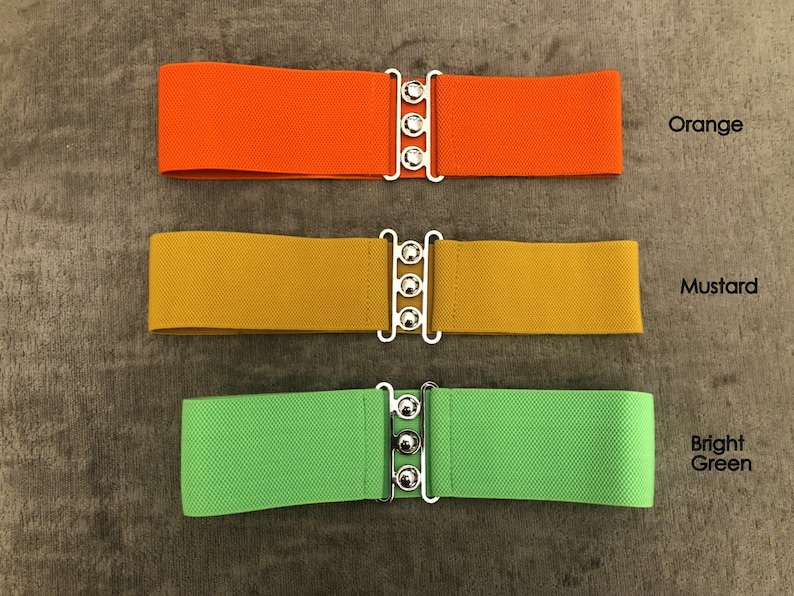 Ceinture rétro vintage large et élastique pour rehausser la taille Taille unique 8-18 ans Différentes couleurs image 5