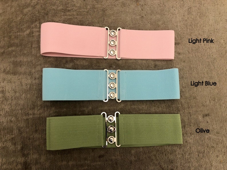 Vintage Retro Wide Elasticated Stretch Cinch Belt Waist Enhacing One Size Fits 8-18 Variety of Colours image 3