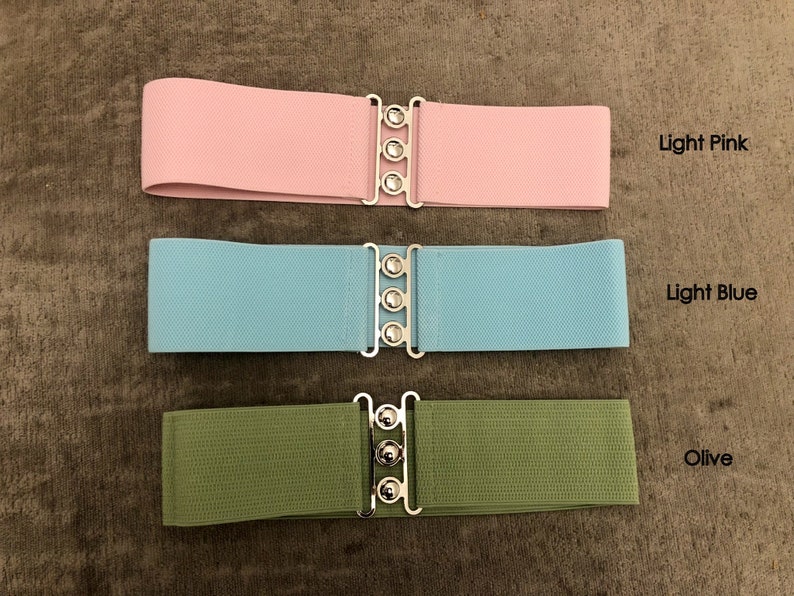 Ceinture rétro vintage large et élastique pour rehausser la taille Taille unique 8-18 ans Différentes couleurs image 3