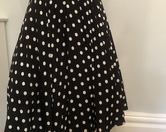 Vintage 1950's Full Circle Polka Dot Elasticated Waist Swing Skirt