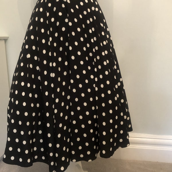 Vintage 1950's Full Circle Polka Dot Elasticated Waist Swing Skirt