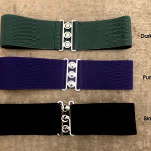 Ceinture rétro vintage large et élastique pour rehausser la taille Taille unique 8-18 ans Différentes couleurs image 2