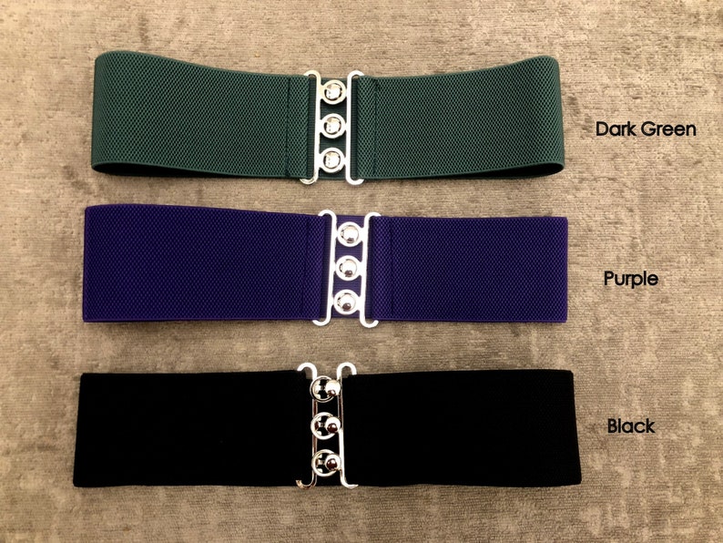 Ceinture rétro vintage large et élastique pour rehausser la taille Taille unique 8-18 ans Différentes couleurs image 2