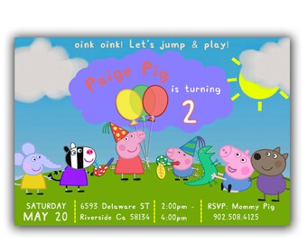 Peppa pig invitation instant download | Etsy
