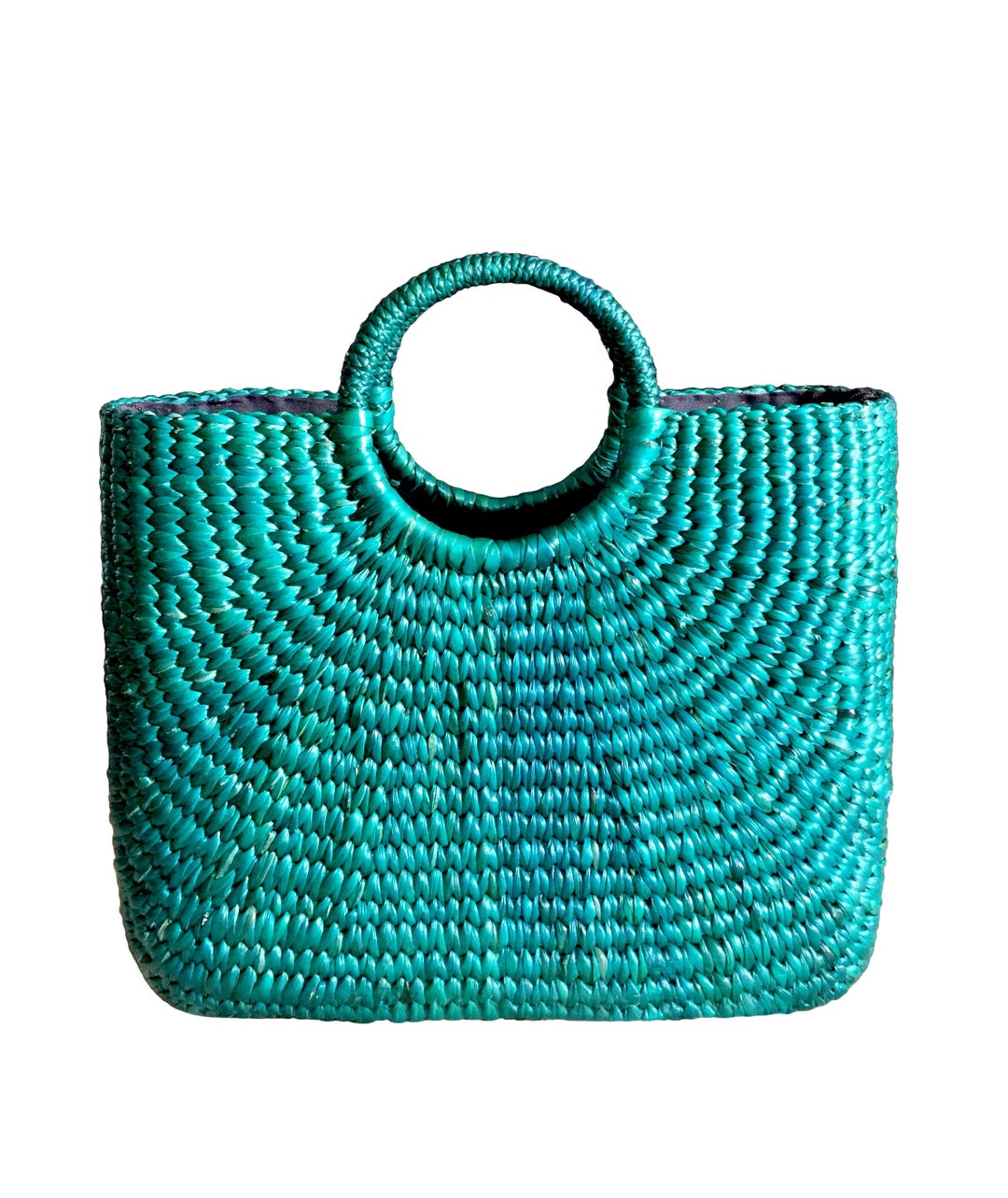 Large Green Straw Bagseagrass Bagstraw Basket Totestraw Etsy