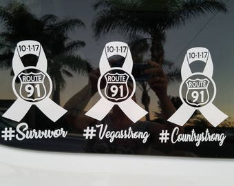 Route 91 Car/Window Decals FAST & FREE shipping to the USA Country Strong /Vegas Strong/ Survivor no hidden fees! 4.5"X6.5"