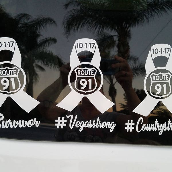 Route 91 Car/Window Decals FAST & FREE shipping to the USA Country Strong /Vegas Strong/ Survivor no hidden fees! 4.5"X6.5"