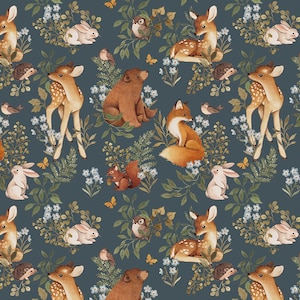 Little Forest Bear Fabric / Woodland Fabric / Deer Fabric / Bear Fabric / Forest Stories / Dear Stella