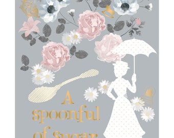 Mary Poppins Panel/ Mary Poppins Fabric/ Disney Mary Poppins Panel/ Disney Movie Fabric/ Movie Fabric/ Storybook Fabric
