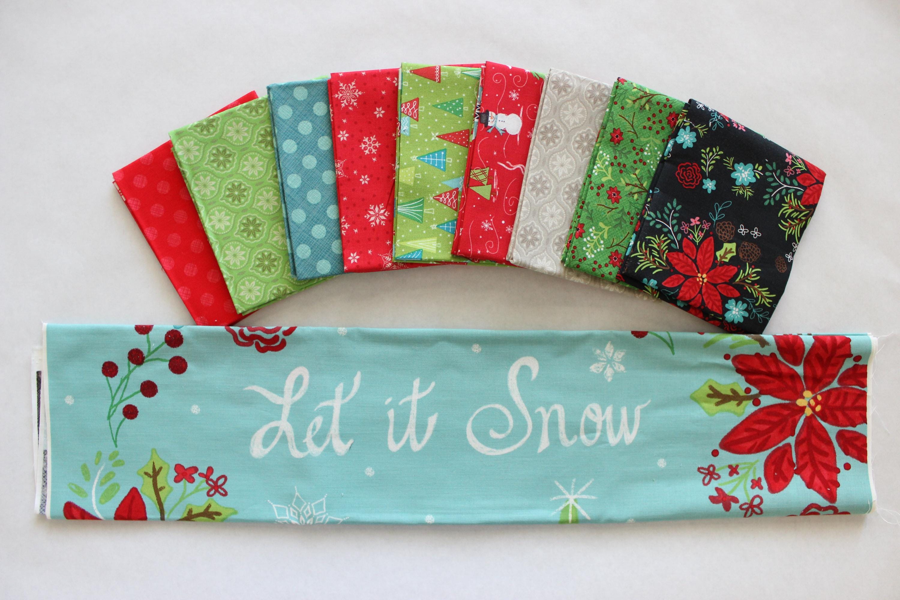 Snowed in Cotton Fabric Bundle: Riley Blake, Christmas Panel & Fat ...