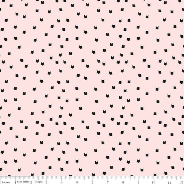 Cat Fabric/ Pink Meow Fabric/ Kitten Fabric/ Riley Blake Meow Main/ Riley Blake Fabric/ Pink and Black/ Meow Collection