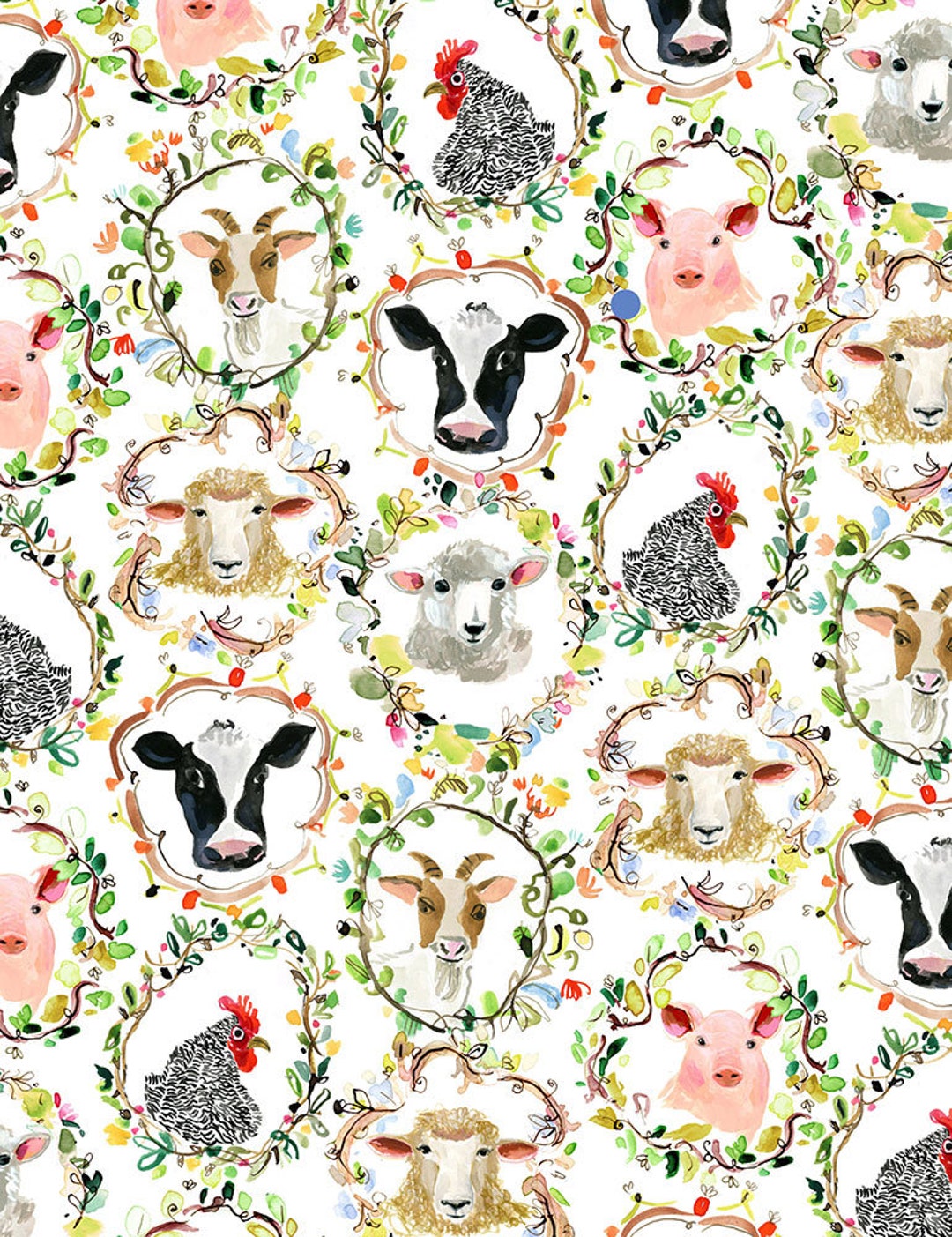 Animal Gallery Fabric / Farm Animal Fabric / Farm Fabric / Hay There