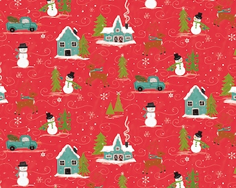 Christmas Town Fabric / Snowman Fabric / Christmas Fabric / Snowed In / Riley Blake Designs