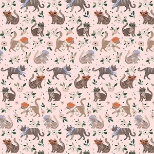 French Cats Fabric / Cat Fabric / Kitten Fabric / Ma Belle / Dear Stella Designs