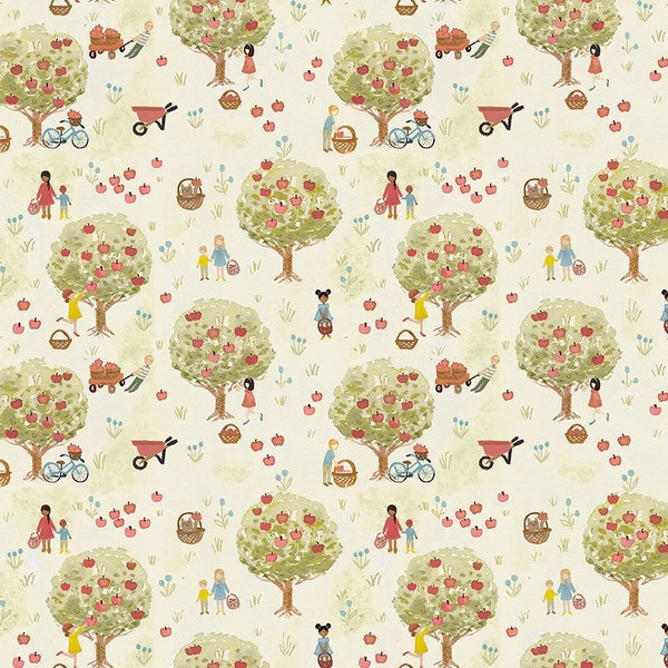 Apple Picking Fabric / Apple Tree Fabric / Farm Fabric / Storybook Farm / Dear Stella Designs