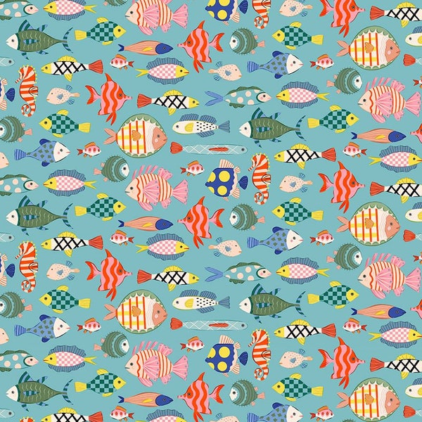 Shoal Fish / Fish Fabric / Nautical Fabric / Ocean Fabric / Beach Fabric / Seafarer Collection / Dear Stella Designs