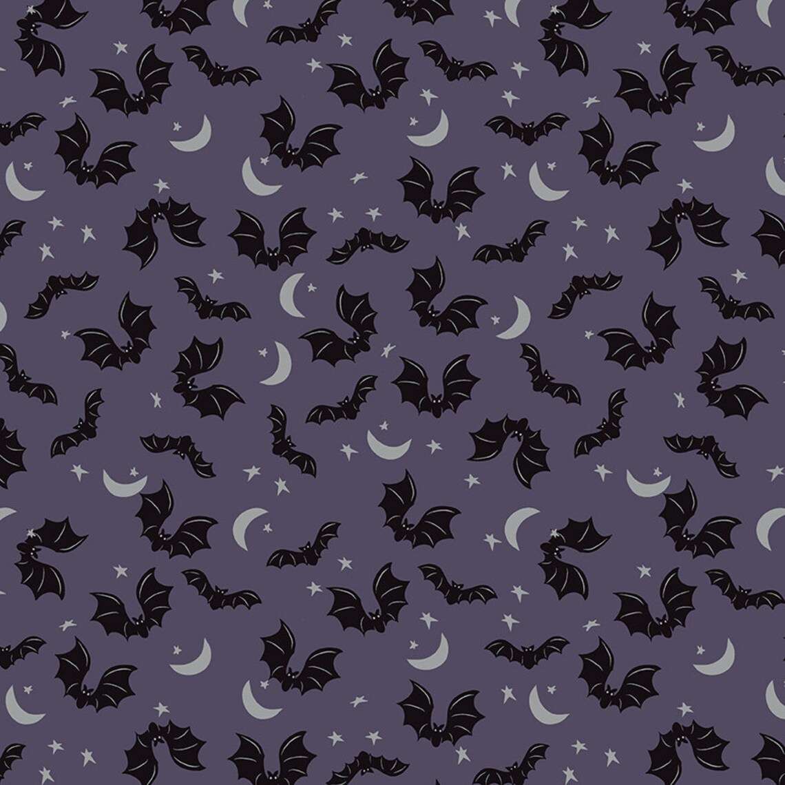 Purple Bat Fabric / Sparkle Bat Fabric / Halloween Fabric / Etsy