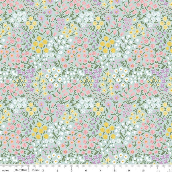 Spring Floral Fabric / Easter Floral Fabric / Bunny Trail Collection/ Riley Blake Designs