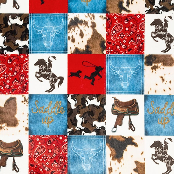 Cowboy Minky / Saddle Up Minky / Western Minky / Shannon Fabrics