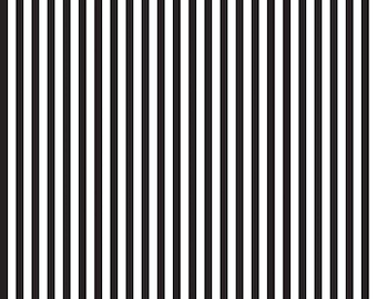 Black and White Stripe Fabric - 1/4 Inch Cotton by Riley Blake