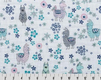Llama Muslin Fabric | Pink Flower Llama Swaddle, 100% Cotton