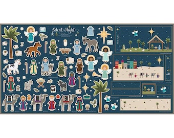 Silent Night Nativity Felt Panel/ Riley Blake Fabric/ Farm Fabric/ Farm Print/ Country Farm Nursery/