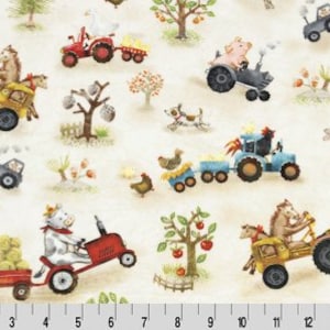 Funny Farm Minky/ Farm Fabric/ Farm Animal Fabric/ Rustic Fabric/ Country Minky/ Kids Minky/ Baby Minky/ Farm Minky/ Rustic Minky