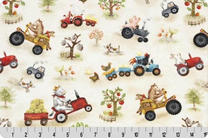 Funny Farm Minky/ Farm Fabric/ Farm Animal Fabric/ Rustic Etsy
