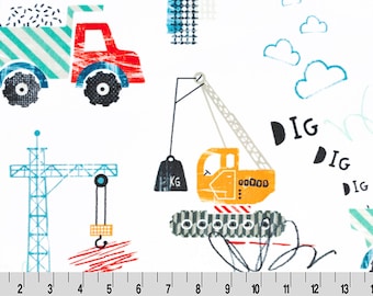 Construction Minky Fabric: Dig Dig Cuddle by Shannon Fabrics