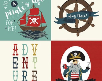 Pirate Quilt Panel / Pirate Tales Fabric / Pirate Cotton/ Pirate Blanket / Pirate Quilt