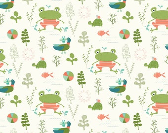 Frog Fabric, Cream Main, Riley Blake Designs Cotton