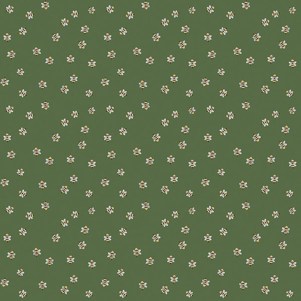 Homemade Collection / Forest Green Bumble Bees Fabric / Bumble Bees Fabric /Forest Green Fabric / Riley Blake Designs