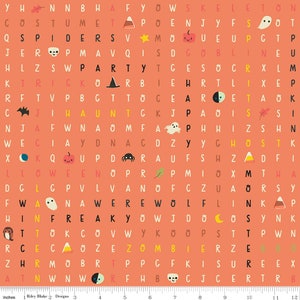 Orange Spooky Search Fabric / Halloween Fabric / Tiny Treaters / Riley Blake Designs