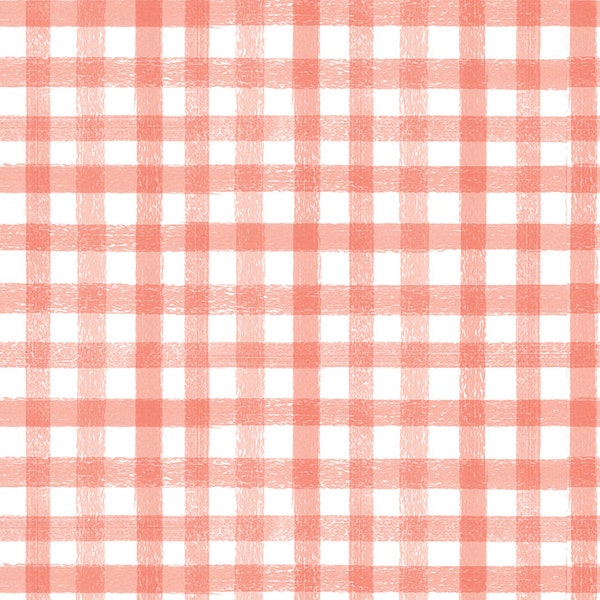 Homemade Collection / Coral Gingham Fabric / Gingham Fabric /Coral Fabric / Riley Blake Designs