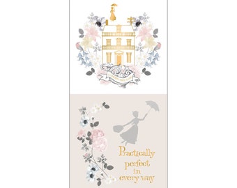 Mary Poppins Pillow Panel/ Mary Poppins Fabric/ Disney Mary Poppins Panel/ Disney Movie Fabric/ Storybook Fabric