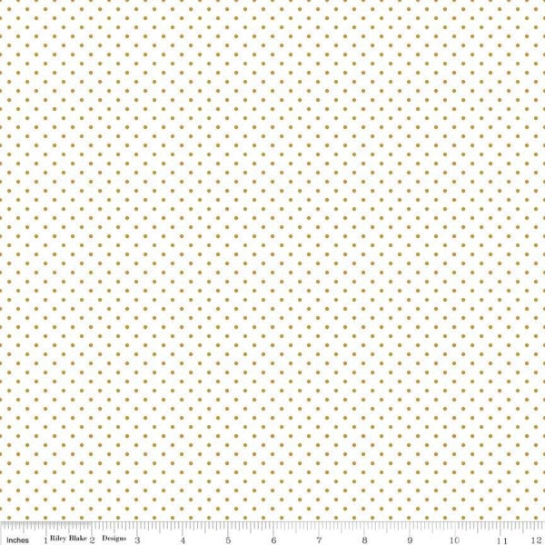 Gold Dot Sparkle Fabric/ Gold and White Fabric/ Mini Dot Fabric/ Gold Dot Cotton/ Gold Sparkle Dot/ Riley Blake Dot