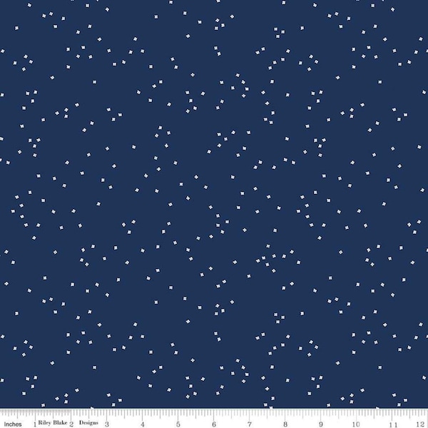 Navy Blossom Fabric, Riley Blake Blue Floral Scatter Print
